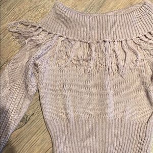Off the shoulder tassel sweater